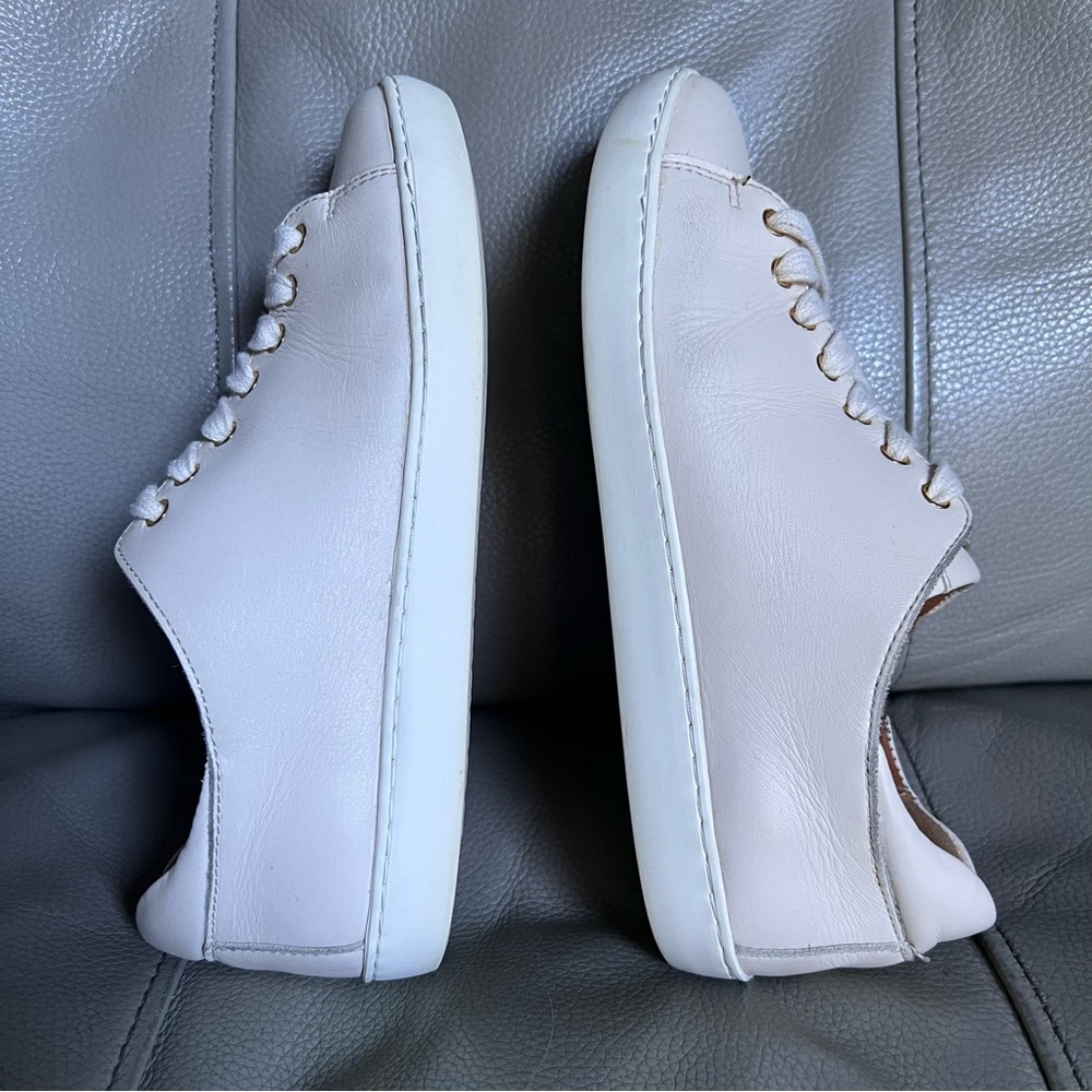 SEZANE Women’s Leather Sneakers EU 35 US Sz 5 Jack Trainers Beige Lace Up Chic - Picture 6 of 17